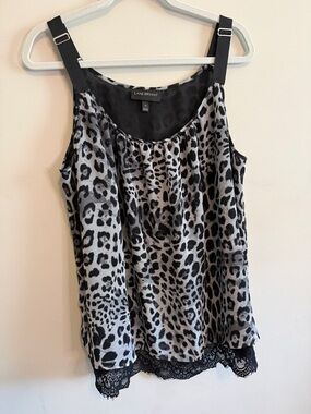Gently used - Lane Bryant Black and Gray Leopard Lace-Trim Cami
